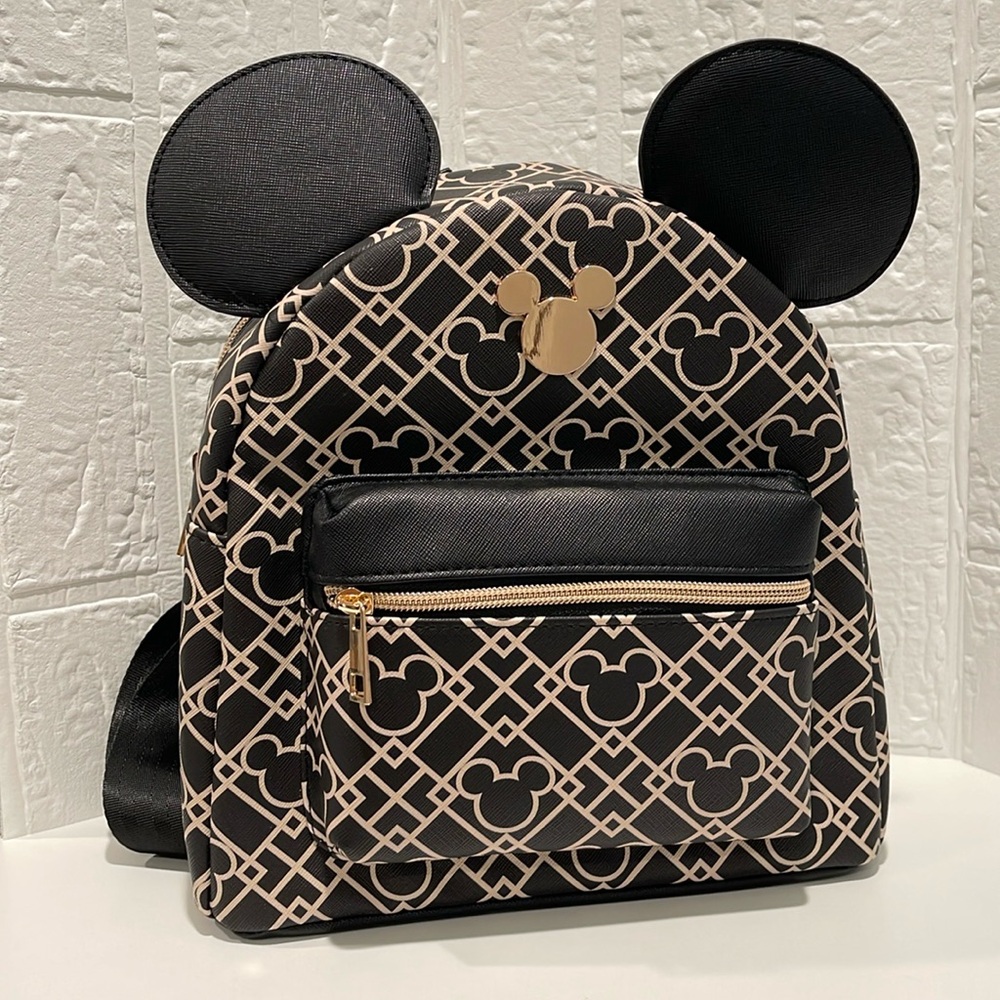 Mickey Mouse foil print mini backpack black gold-NWT So cute!